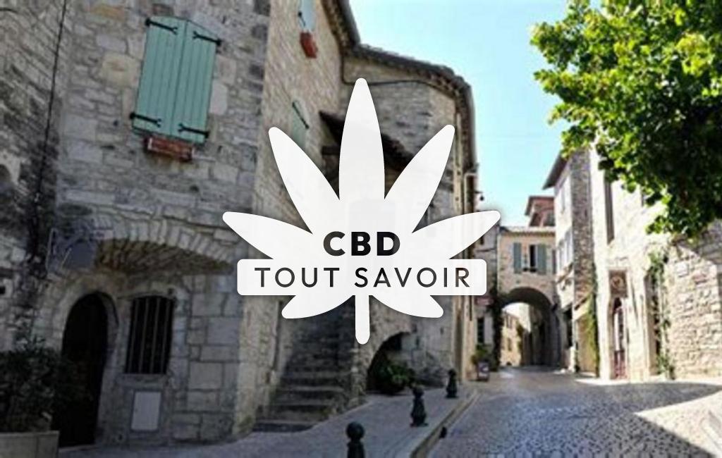 Village à Vezenobres avec feuille Cannabis CBD