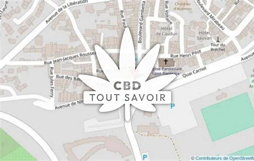 Village à Aramon avec feuille Cannabis CBD
