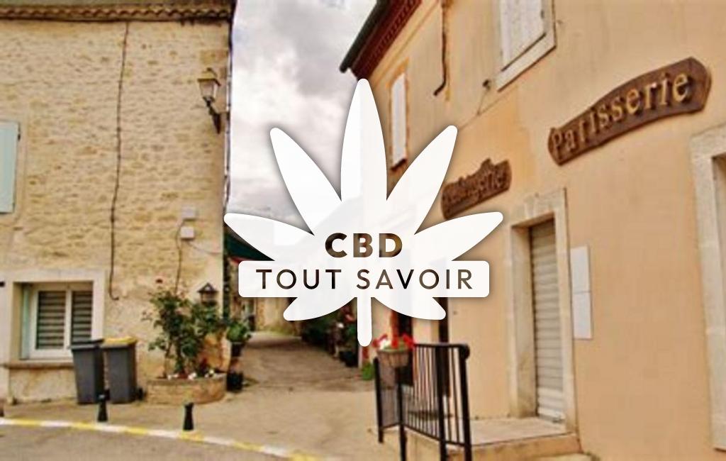 Village à Theziers avec feuille Cannabis CBD