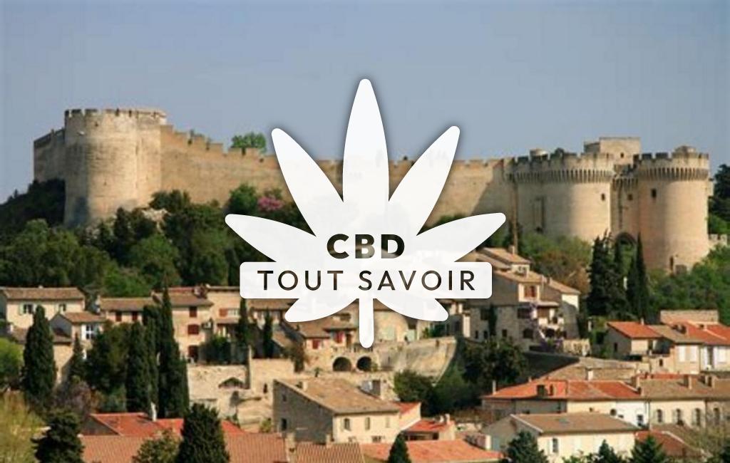 Village à Villeneuve-les-Avignon avec feuille Cannabis CBD