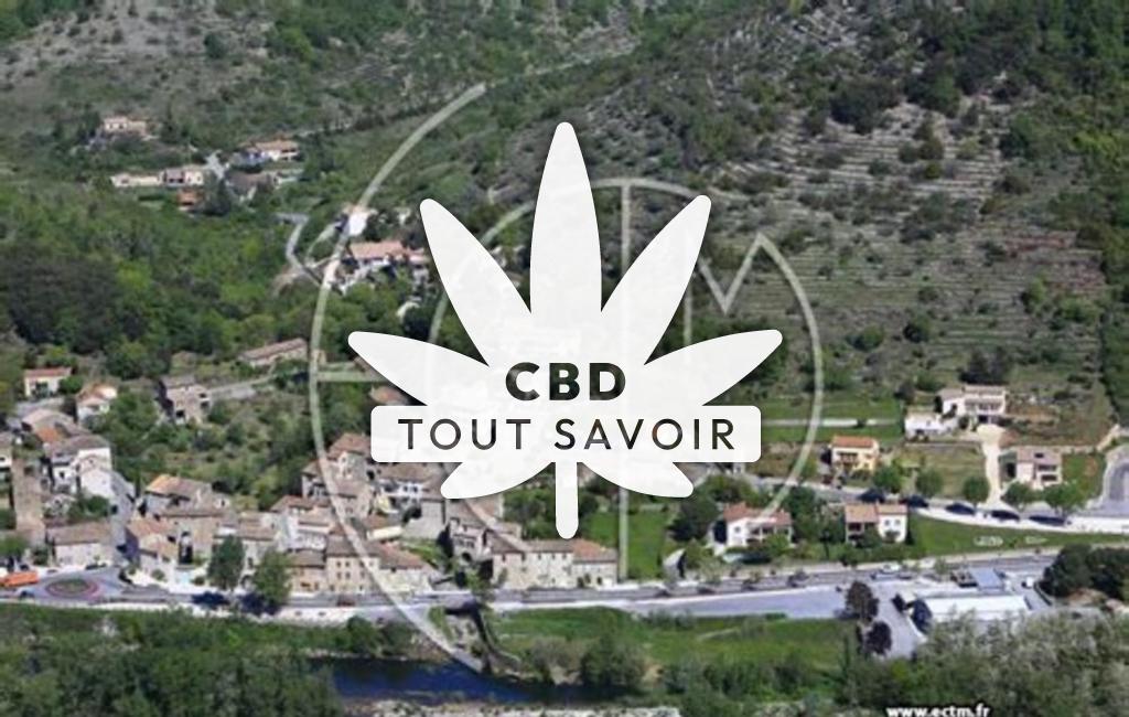 Village à Meyrannes avec feuille Cannabis CBD