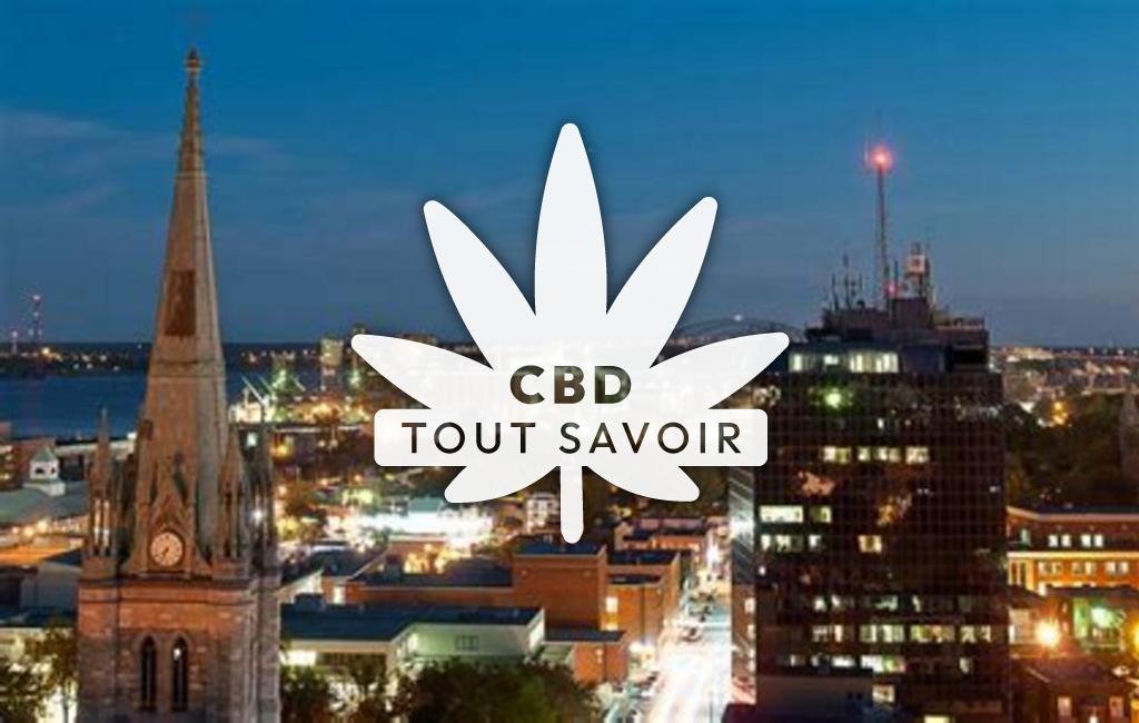 Village à Rivieres avec feuille Cannabis CBD