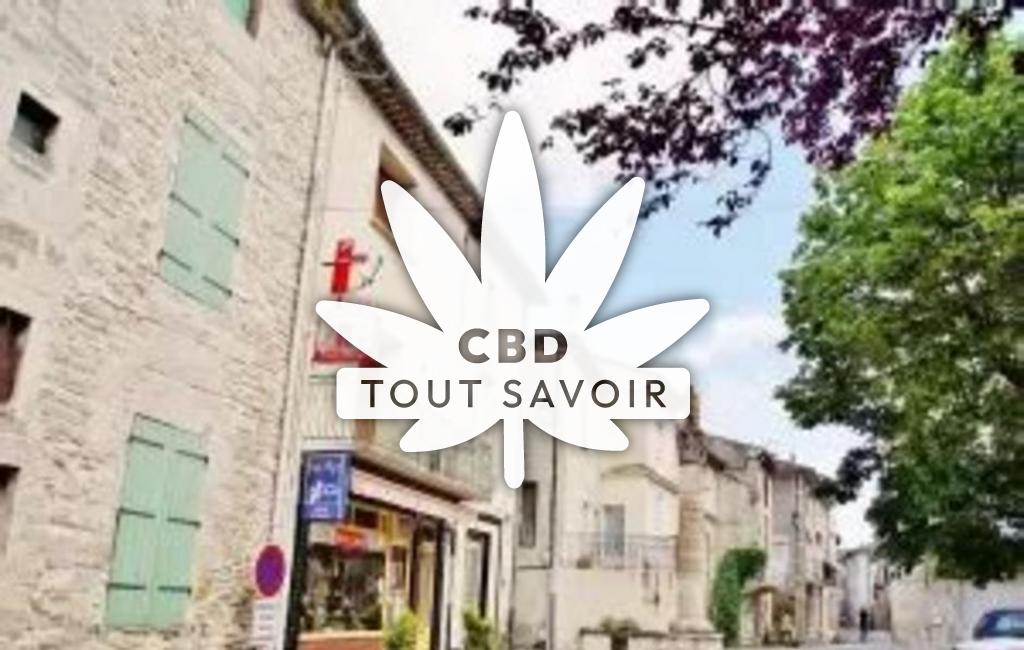 Village à Saint-Jean-de-Maruejols-Et-Avejan avec feuille Cannabis CBD