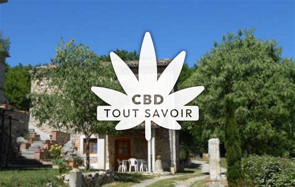 Village à Tharaux avec feuille Cannabis CBD