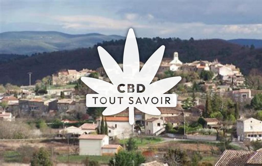 Village à Courry avec feuille Cannabis CBD