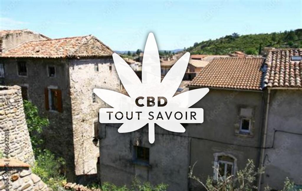 Village à Saint-Ambroix avec feuille Cannabis CBD