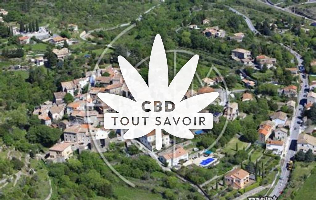 Village à Saint-Bres avec feuille Cannabis CBD