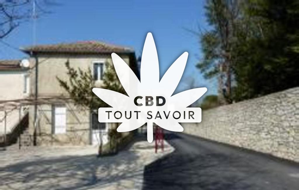 Village à Saint-Julien-de-Cassagnas avec feuille Cannabis CBD