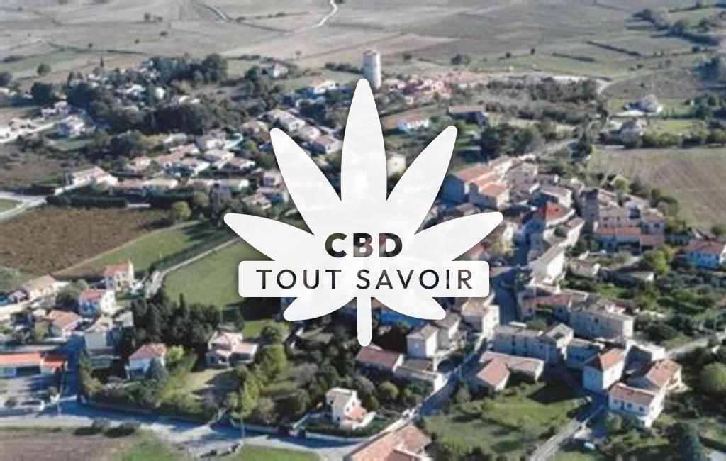 Village à Saint-Hilaire-de-Brethmas avec feuille Cannabis CBD