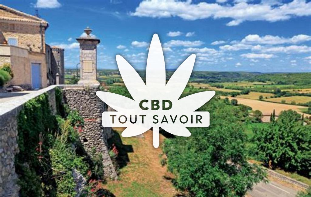 Village à Fons-sur-Lussan avec feuille Cannabis CBD