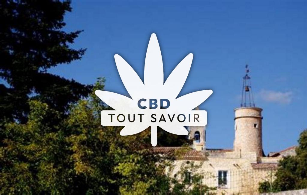 Village à Navacelles avec feuille Cannabis CBD