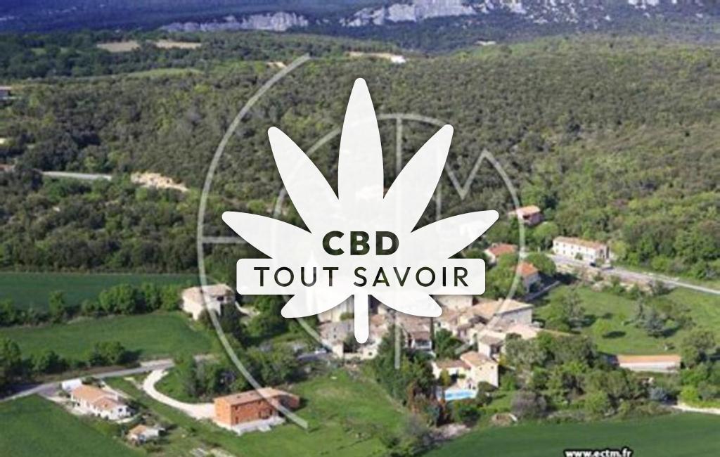 Village à Saint-Just-Et-Vacquieres avec feuille Cannabis CBD