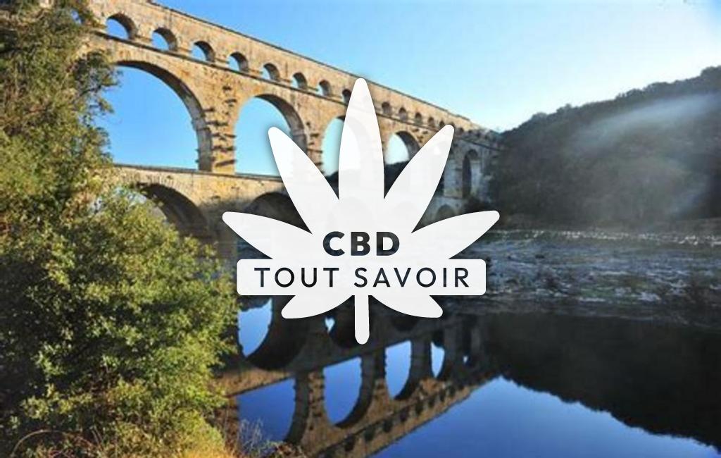Village à Vallerargues avec feuille Cannabis CBD