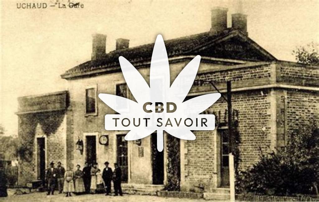 Village à Uchaud avec feuille Cannabis CBD