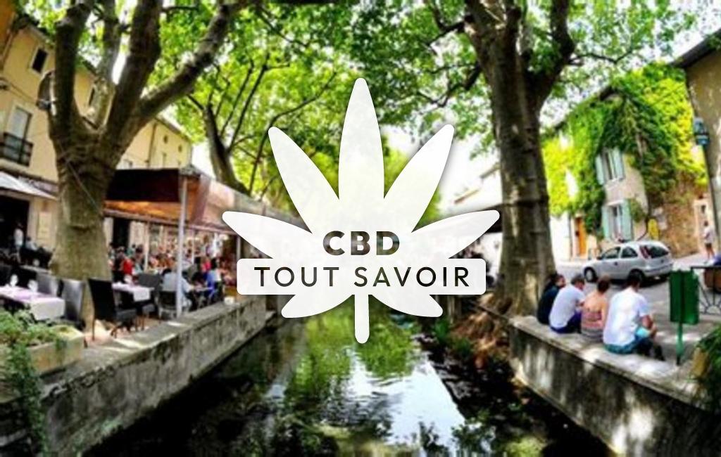 Village à Goudargues avec feuille Cannabis CBD
