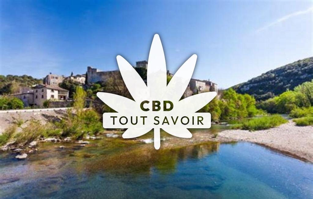 Village à Montclus avec feuille Cannabis CBD
