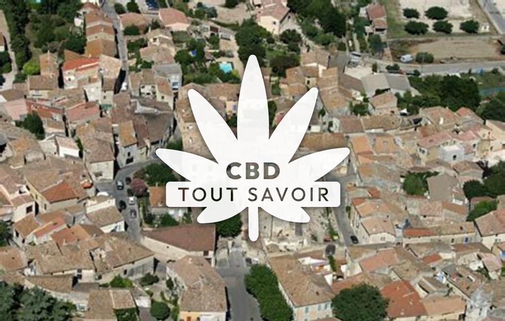 Village à Saze avec feuille Cannabis CBD