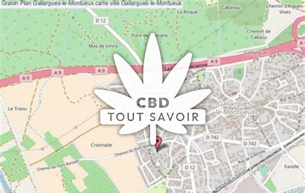 Village à Gallargues-le-Montueux avec feuille Cannabis CBD