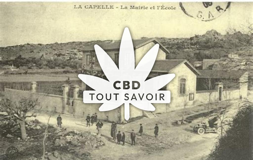Village à La-Capelle-Et-Masmolene avec feuille Cannabis CBD