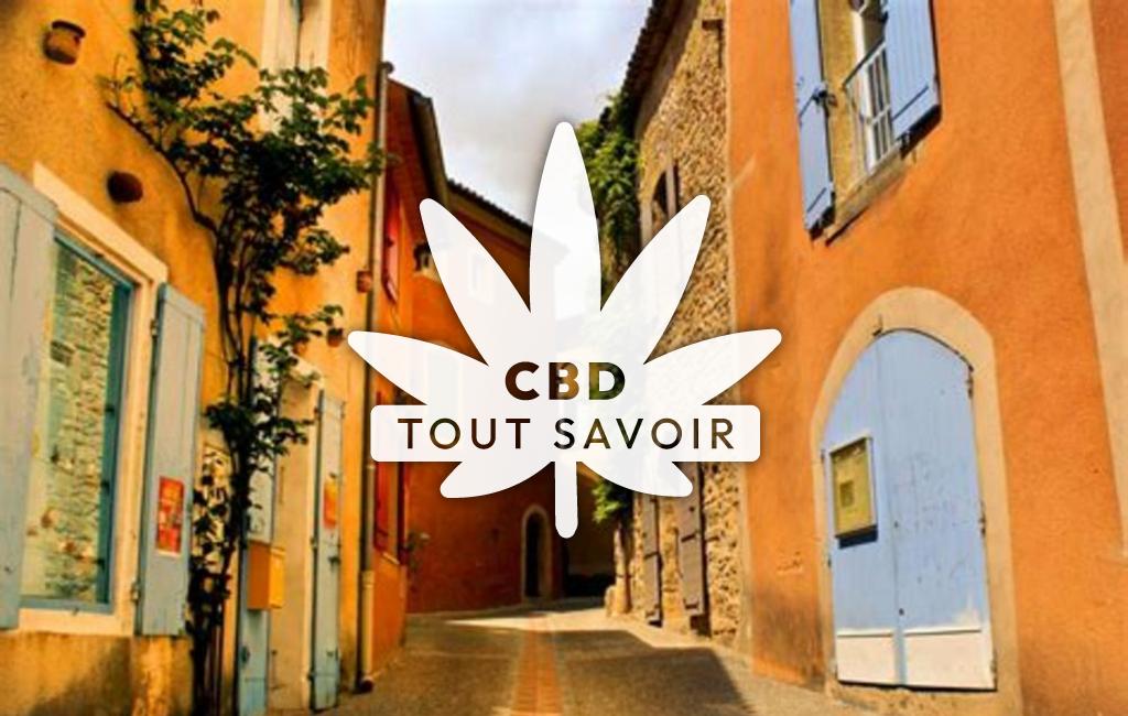 Village à Saint-Quentin-la-Poterie avec feuille Cannabis CBD
