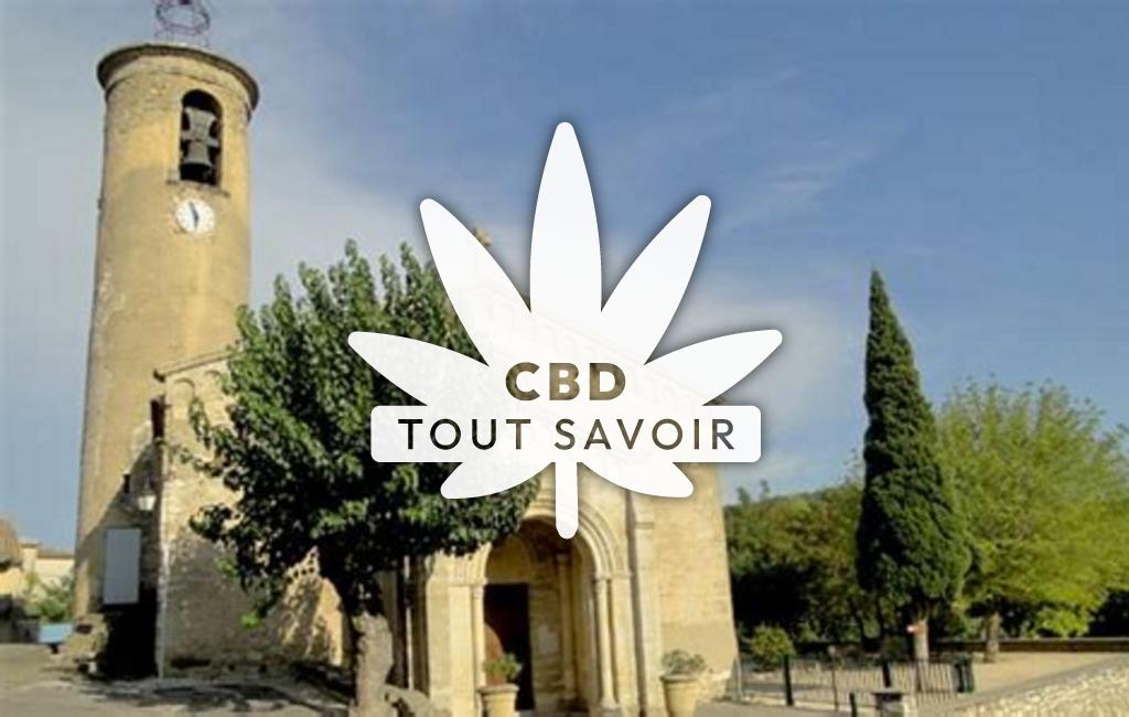 Village à Vallabrix avec feuille Cannabis CBD