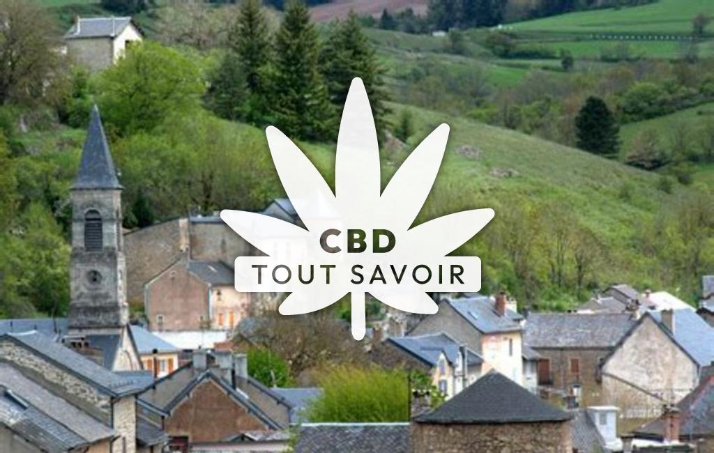 Village à Lanuejols avec feuille Cannabis CBD
