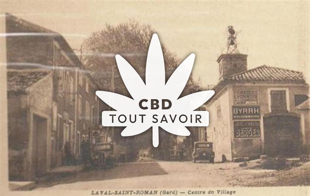Village à Laval-Saint-Roman avec feuille Cannabis CBD