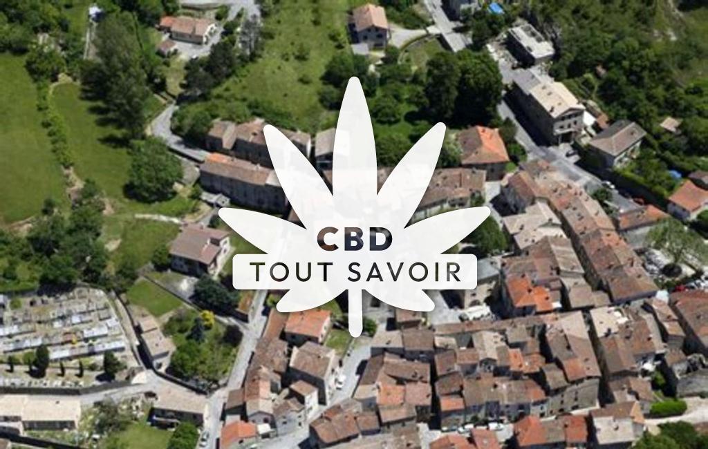 Village à Alzon avec feuille Cannabis CBD