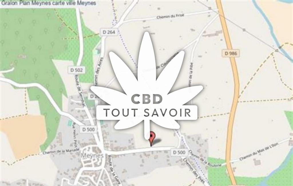 Village à Meynes avec feuille Cannabis CBD