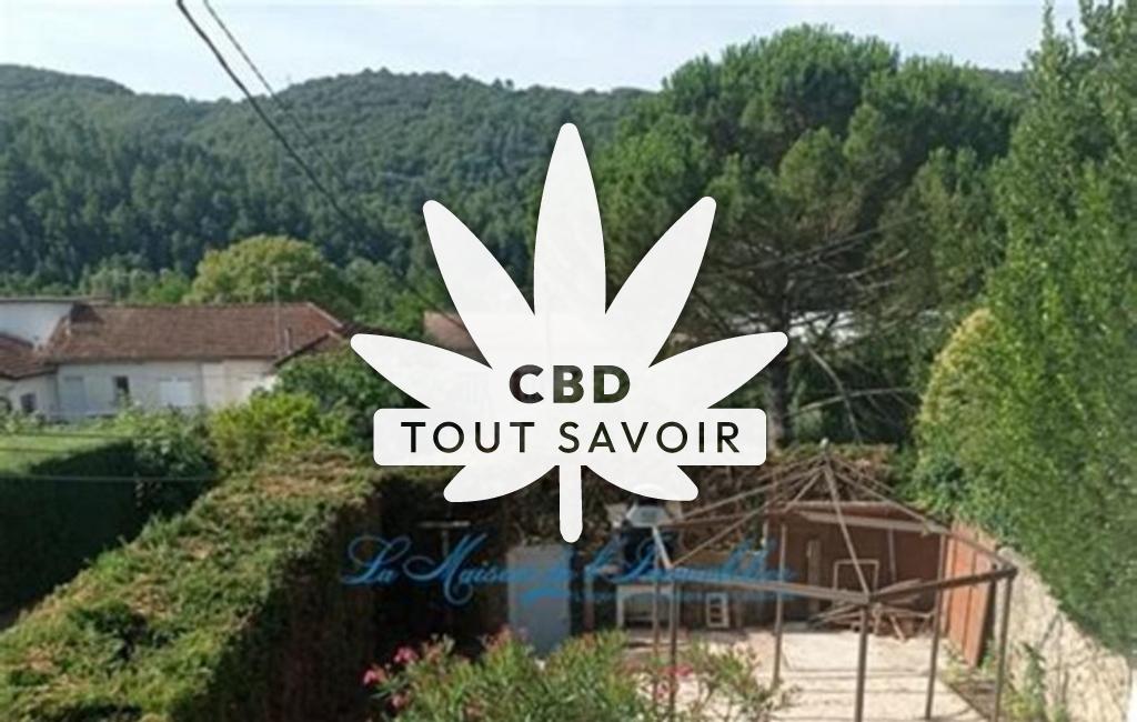 Village à Saint-Florent-sur-Auzonnet avec feuille Cannabis CBD