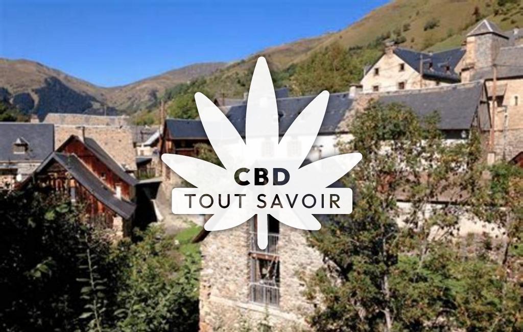 Village à Caubous avec feuille Cannabis CBD