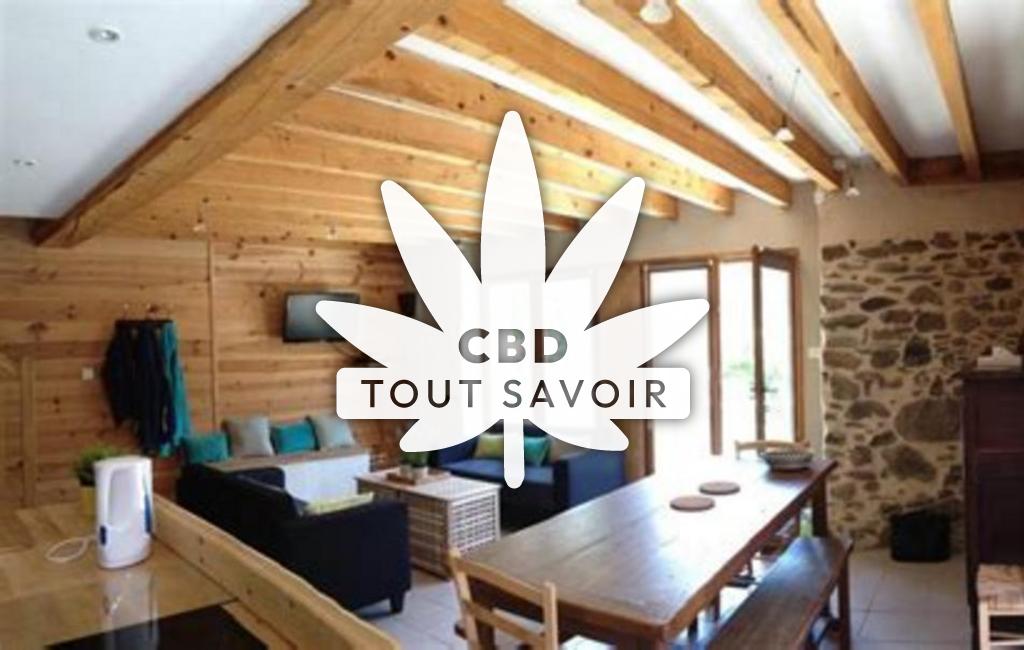 Village à Cazeaux-de-Larboust avec feuille Cannabis CBD