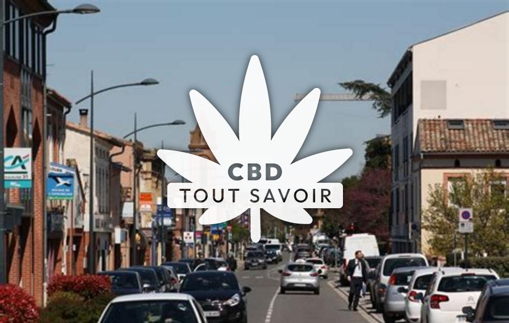 Village à Aucamville avec feuille Cannabis CBD