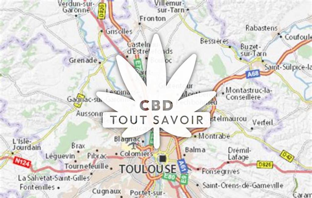 Village à Montberon avec feuille Cannabis CBD