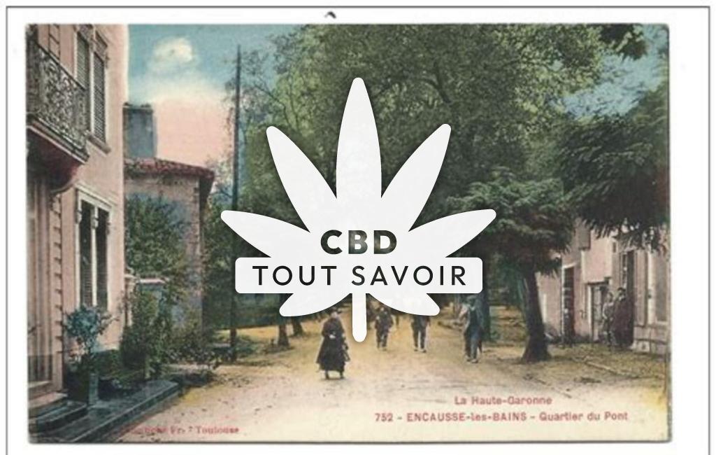 Village à Encausse-les-Thermes avec feuille Cannabis CBD