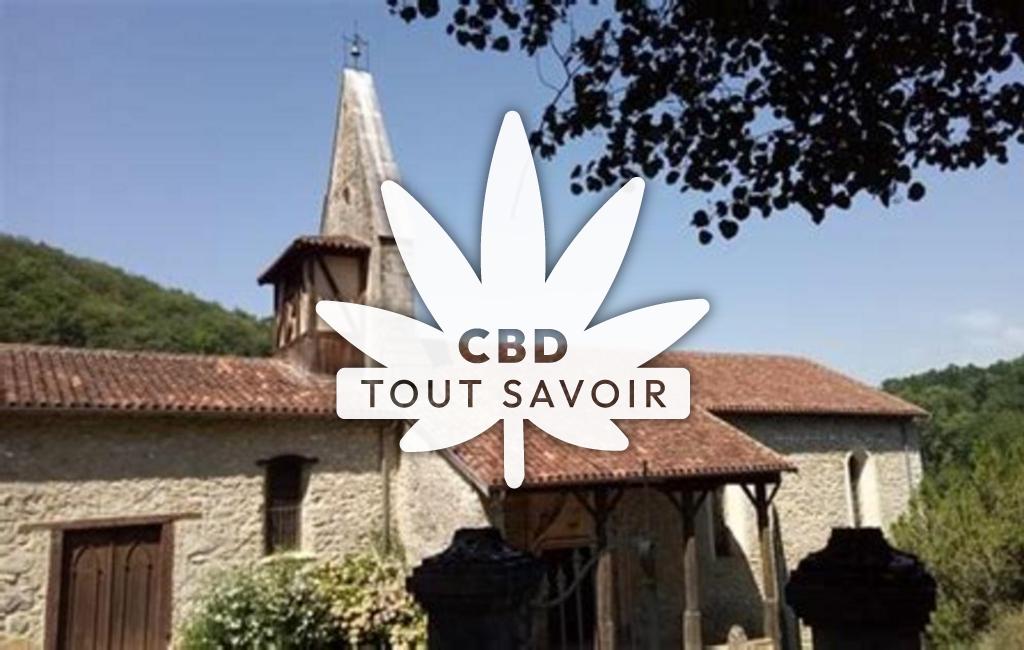 Village à Estadens avec feuille Cannabis CBD