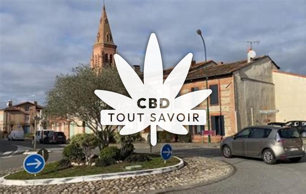 Village à Grepiac avec feuille Cannabis CBD