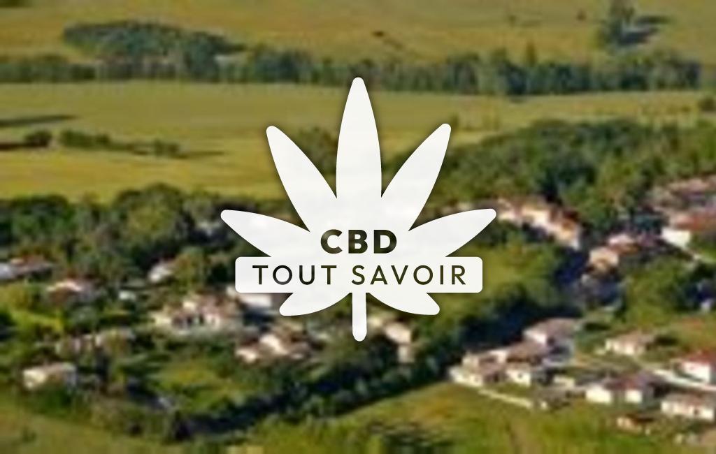 Village à Labruyere-Dorsa avec feuille Cannabis CBD
