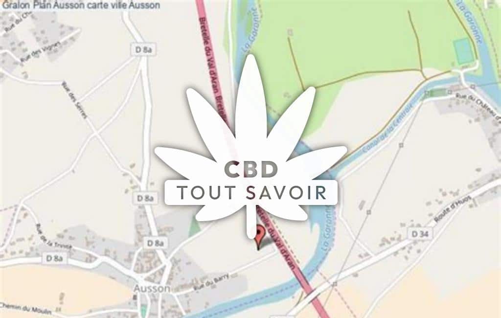 Village à Ausson avec feuille Cannabis CBD