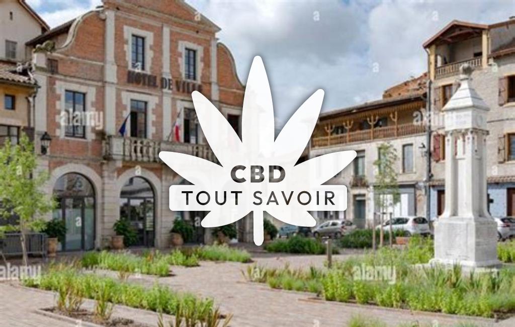 Village à Cazeres avec feuille Cannabis CBD