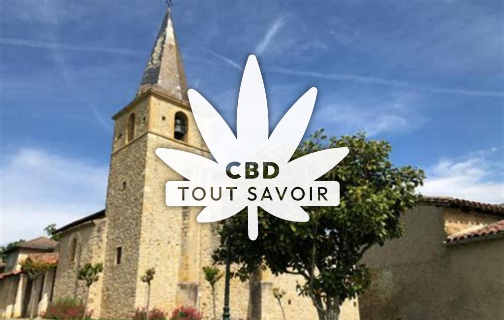 Village à Marignac-Laspeyres avec feuille Cannabis CBD