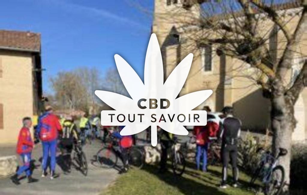 Village à Labastide-Paumes avec feuille Cannabis CBD