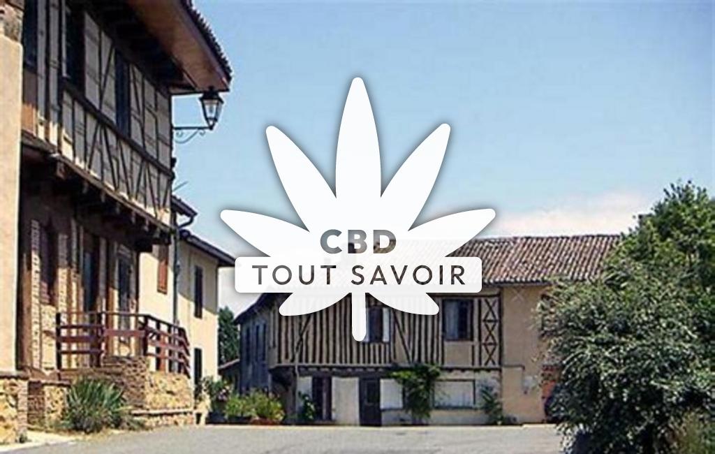 Village à Saint-Frajou avec feuille Cannabis CBD