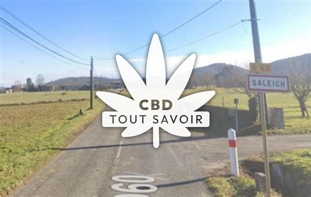 Village à Saleich avec feuille Cannabis CBD