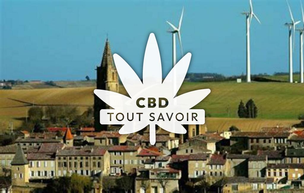 Village à Avignonet-Lauragais avec feuille Cannabis CBD