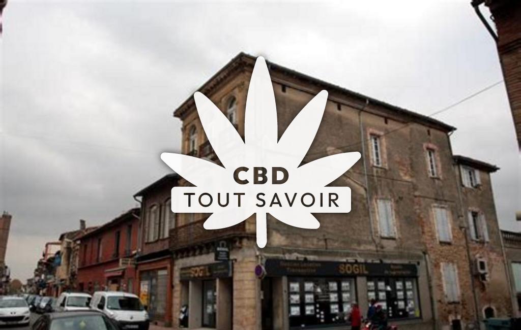 Village à Mauremont avec feuille Cannabis CBD