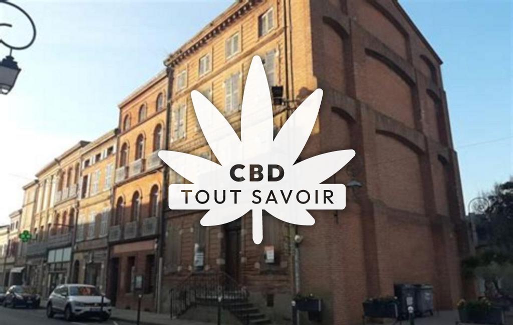 Village à Villefranche-de-Lauragais avec feuille Cannabis CBD