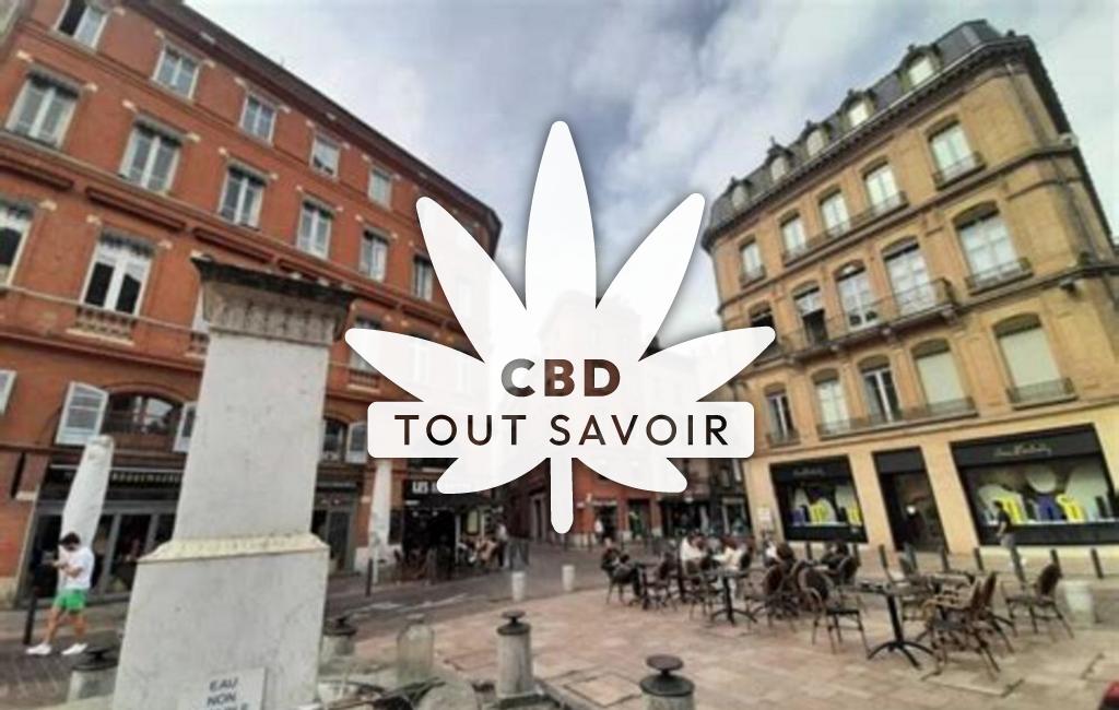 Village à Vieille-Toulouse avec feuille Cannabis CBD