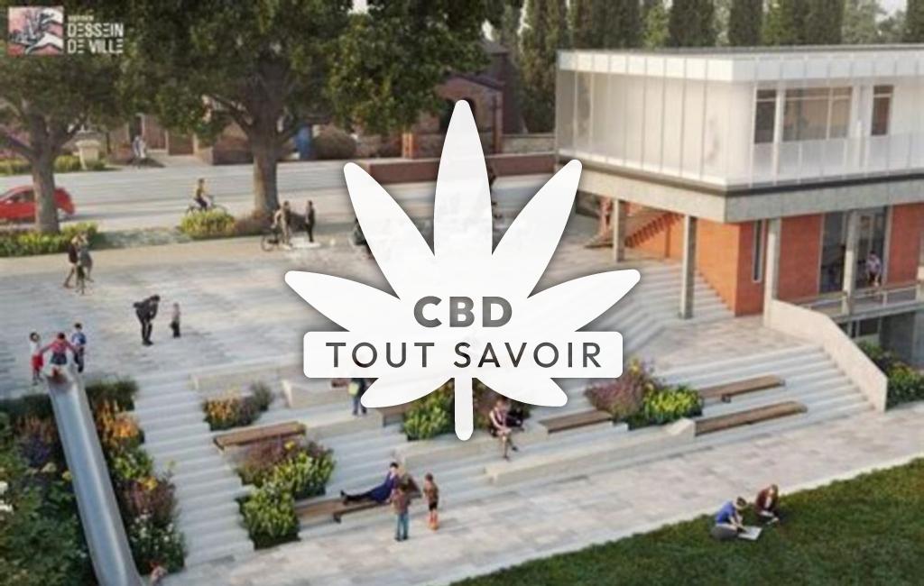 Village à Vigoulet-Auzil avec feuille Cannabis CBD