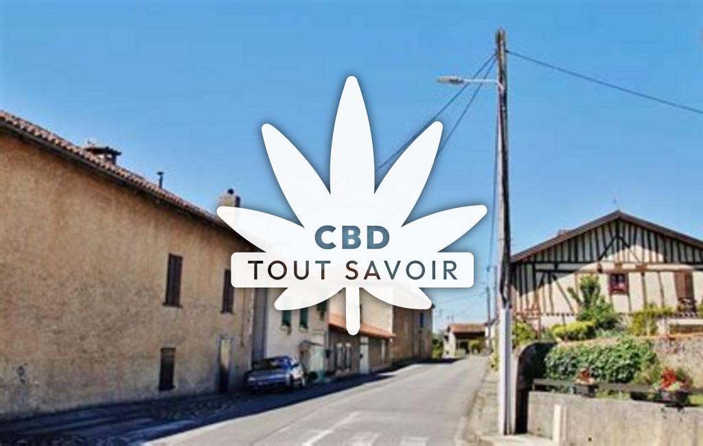 Village à Blajan avec feuille Cannabis CBD